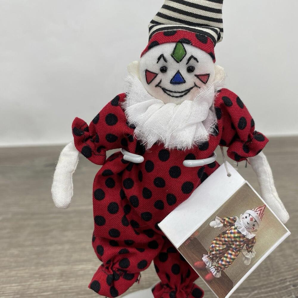 5” Cleety Clown Plush Fabric Doll Handmade By Artist Connie Tognoli